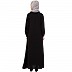 Front open abaya with white patch pocket- Black